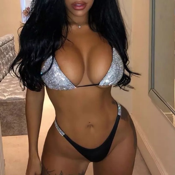 LAST ONE NEW Black Jeweled Two Piece Bikini - Picture 11 of 15